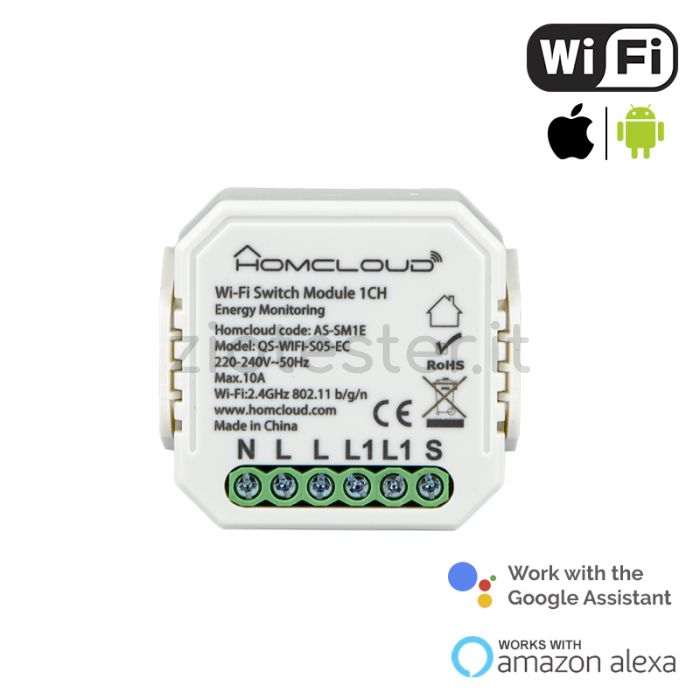 Modulo Smart Interruttore ad 1 canale Wi-Fi con Monitoraggio Energia