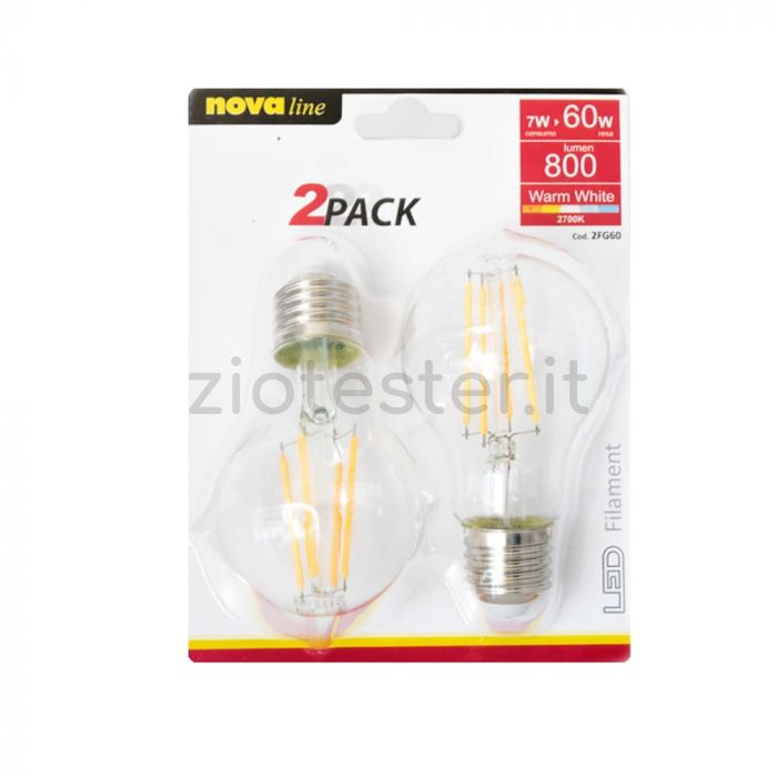 Lampadine Goccia LED Filamento Clear 8W Equivalente a 60W E27 (2 pz.) fronta 