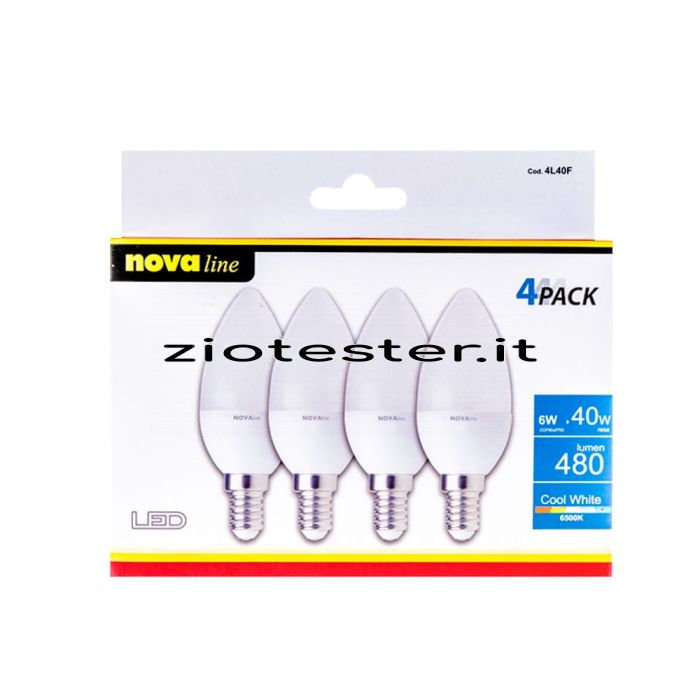 Lampadina LED Oliva 6W Equivalente a 40W E14 (4 pz.) fredda