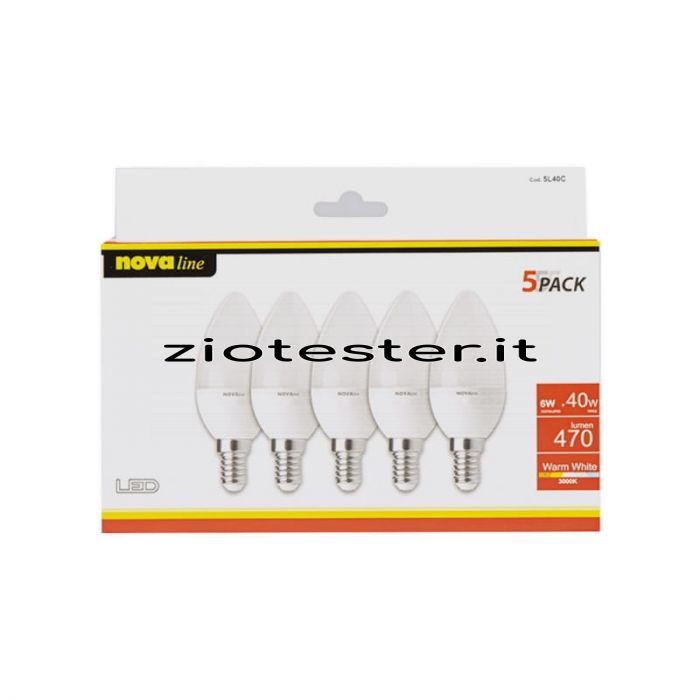 Lampadina LED Oliva 6W Equivalente a 40W E14 (5 pz.)