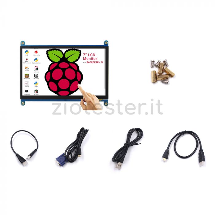 Monitor Portatile Touch 7 Pollici IPS 1024x600 | Per Raspberry Pi 4, HDMI USB | Custodia Acrilica - 3