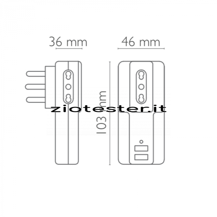 Adattatore da muro con usb misure