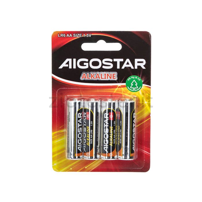 Aigostart Batteria Alcalina LR6 AA 1.5V - 4 Pezzi