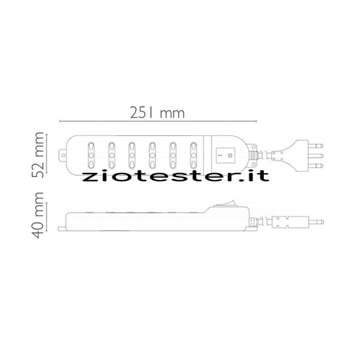 Multipresa Bivalente 6x10/16A + T con interruttore luminoso