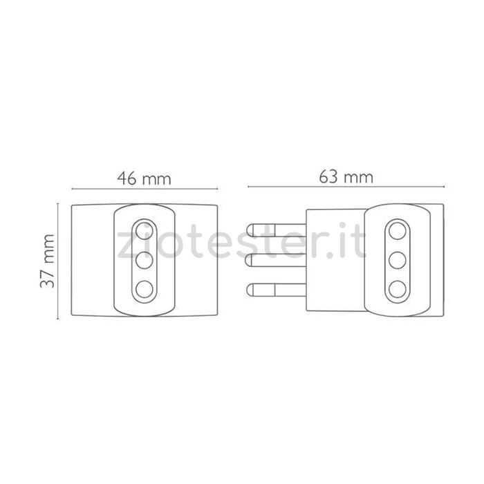 Adattatore 3x2Poli + T 10A