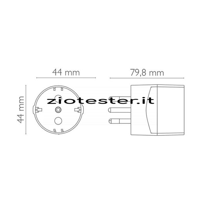 Adattatore 2Poli+T10A 1 uscita Schuko