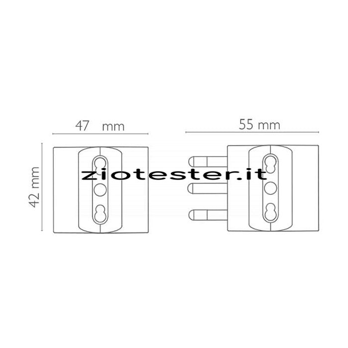Adattatore 3 uscite 10/16A +T