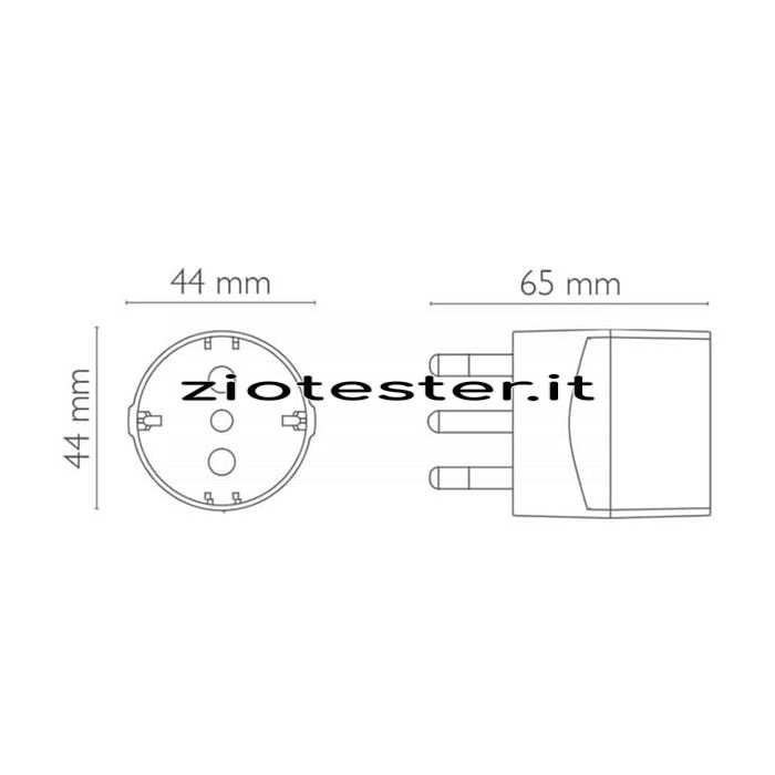 Adattatore 2Poli+T16A 1 uscita Schuko