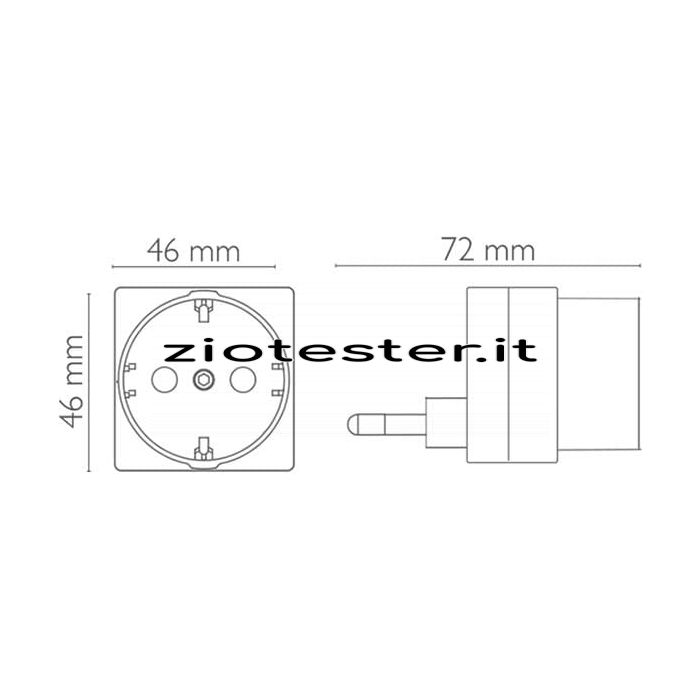 Adattatore salvaspazio 2x10/16A + T - 1x Schuko