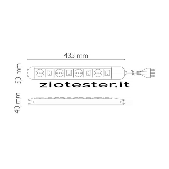 Multipresa 4x Schuko10/16A + T con interruttori luminosi alternati