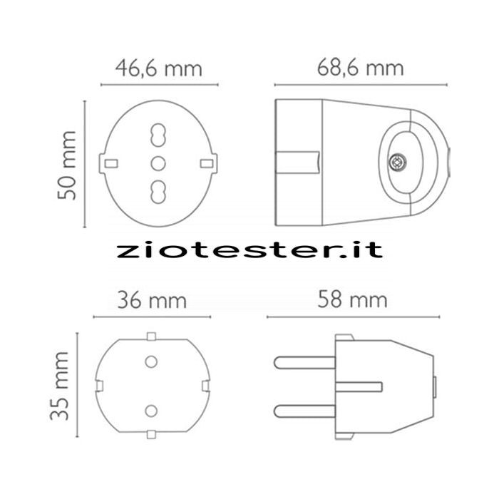 Coppia Spina Schuko 2 Poli+T 16A e Presa Schuko 10/16A + T