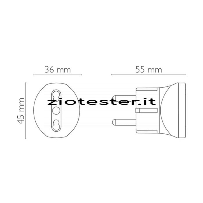 Adattatore uscita 10/16A +T spina Schuko