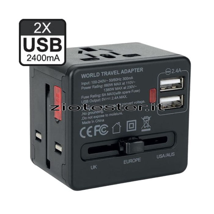 Adattatore da Viaggio multipresa con porte USB