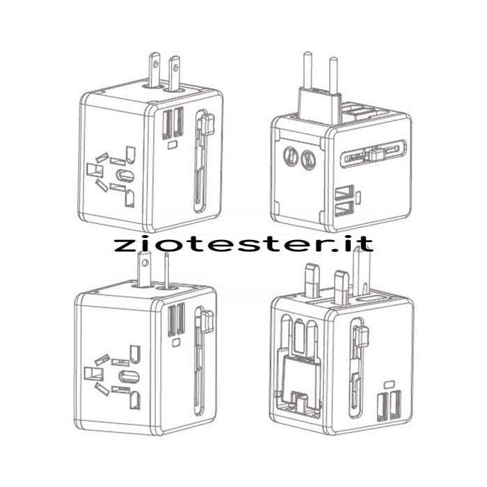 Adattatore da Viaggio multipresa con porte USB-tec2