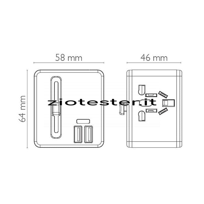 Adattatore da Viaggio multipresa con porte USB-tec