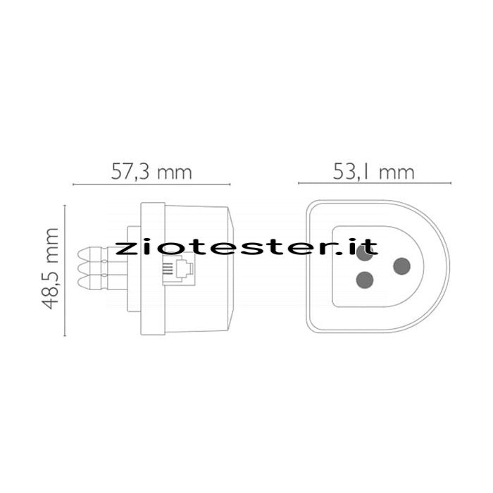 Adattatore telefonico 3 poli plug passo 6/4+presa 3 poli