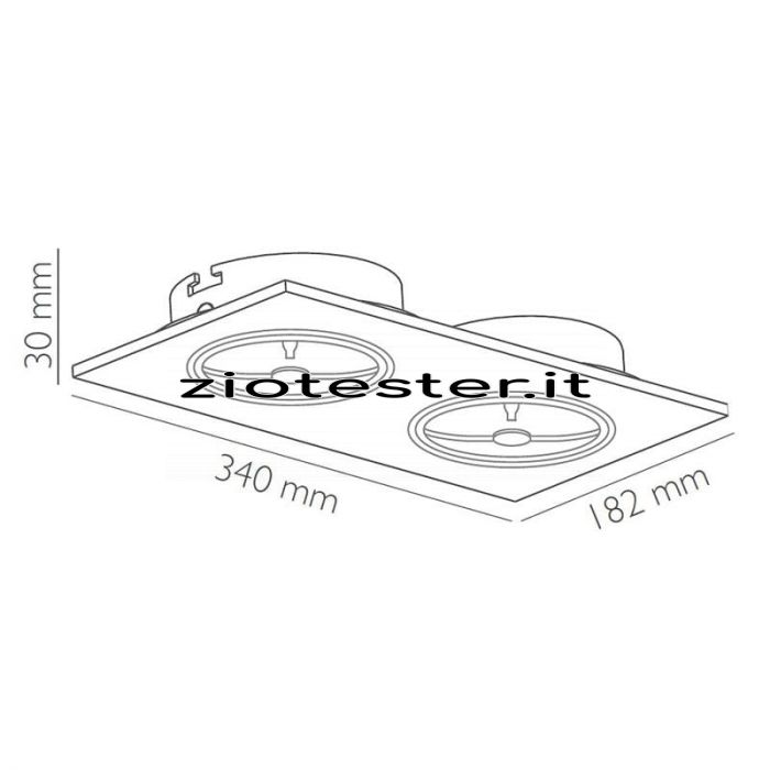 Struttura da incasso quadrata in alluminio 2 lampade AR111-tec