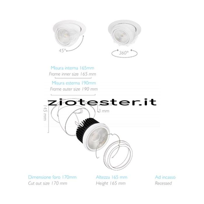 Struttura faretto da incasso testa esterna Fitting light