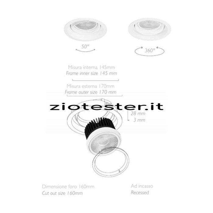 Struttura faretto da incasso concavo Fitting light