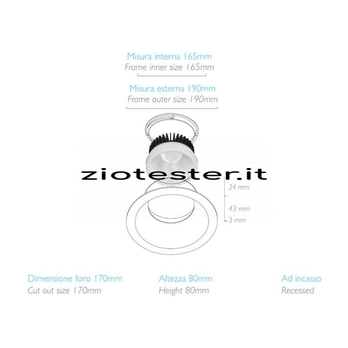 Struttura faretto fisso da incasso Fitting light