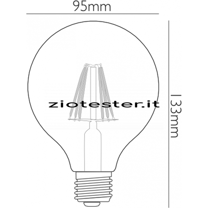 Lampadina LED Filament Gold Vintage Globe Equivalente a 55W dimensioni