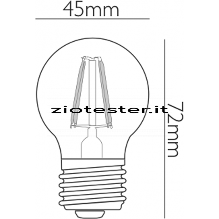 Lampadina LED Filament Gold Vintage Miniglobe E27 Equivalente a 30W dimensioni