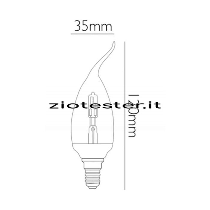 Lampadina Alogena Wind Twisted Equivalente a 23W dimensioni
