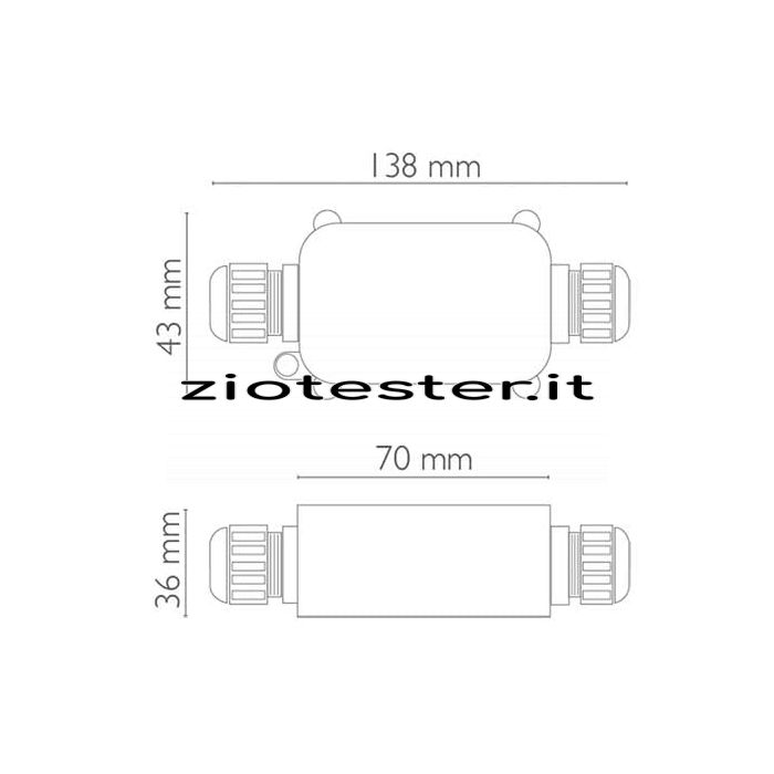 Connettore a Scatola IP65 dimensioni