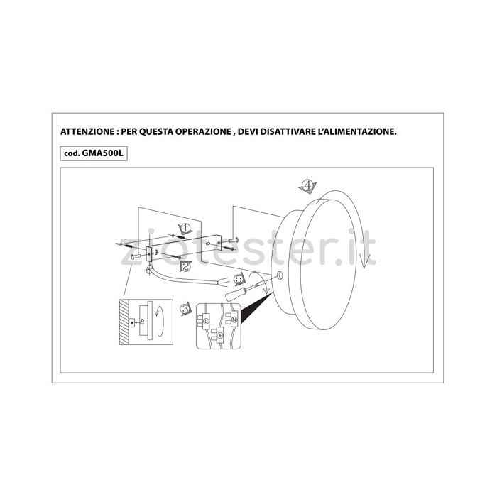  Lampada in gesso GYPSUM Wall big 10W - installazione
