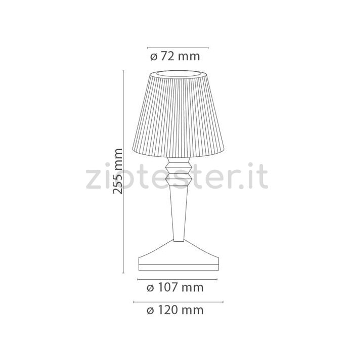 Lampada LED da Tavolo Kristall Ricaricabile - Dimensioni