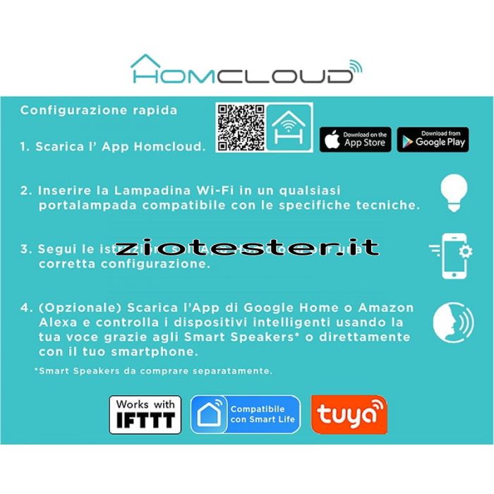 Lampadina LED E14 Smart WiFi RGB istruzioni