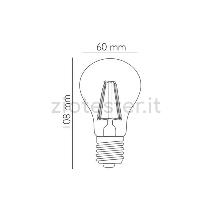 Lampadina LED Filament E27 5W High Efficiency - Dimensioni