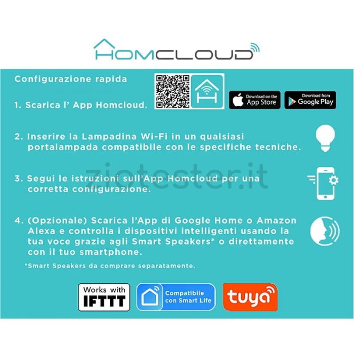 Lampadina LED E27 RGB Smart WiFi 11W istruzioni
