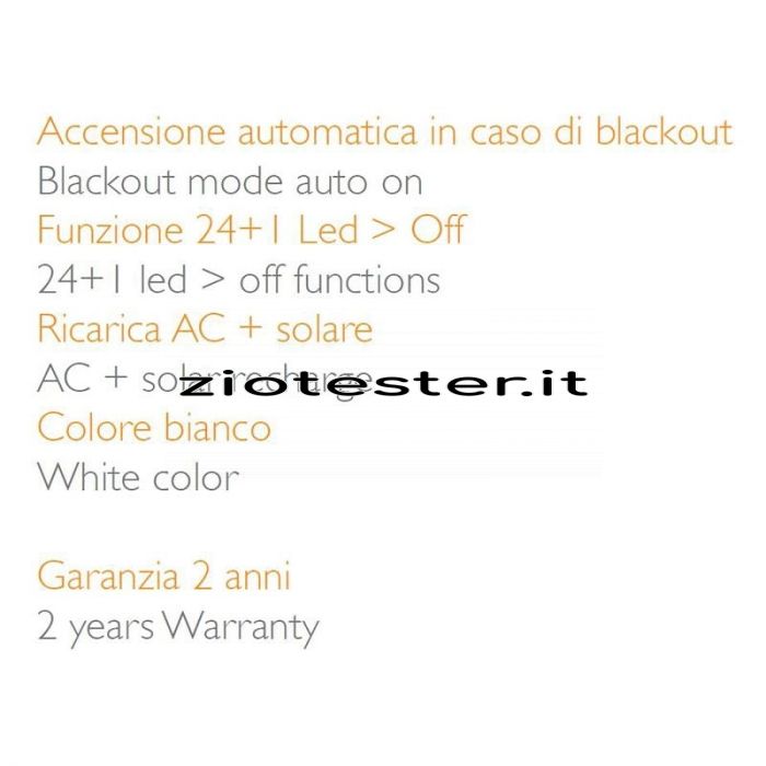 Torcia LED d'emergenza ricaricabile con pannello solare Emergency Light_info1