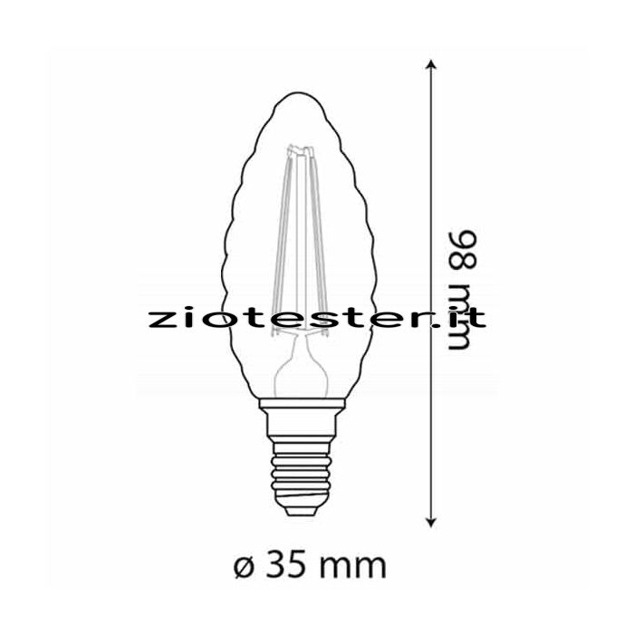 Lampadina a LED Filament Clear Tortiglione 6W equivalente 60W E14-tec