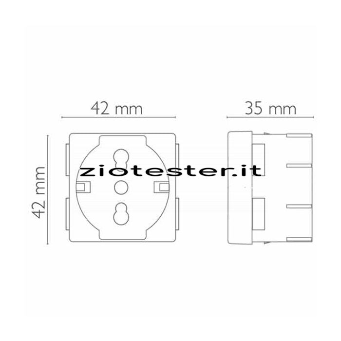 Presa Schuko 2 Poli + T 16 A Serie Classic Dimensione