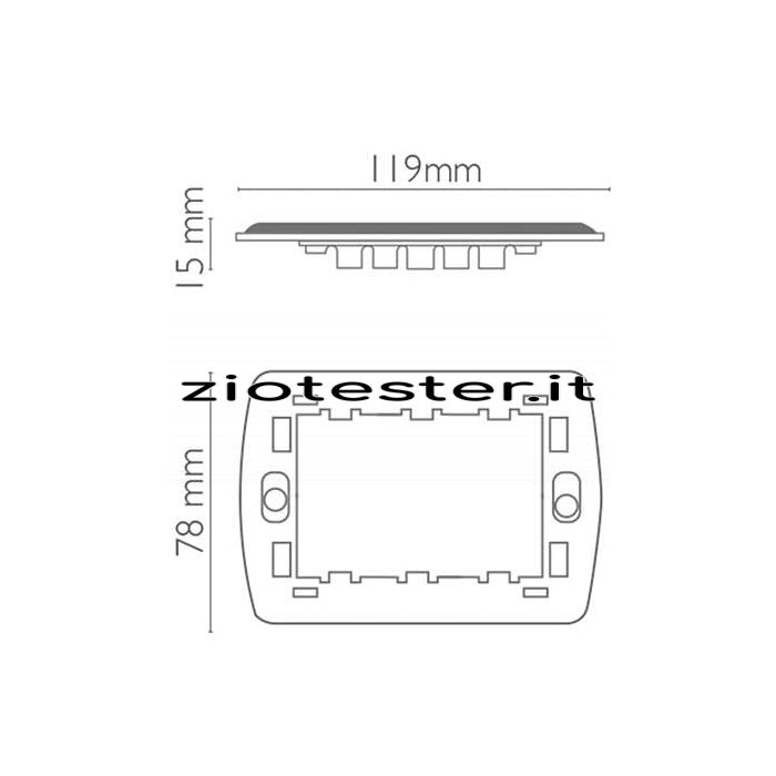 Supporto 3 Moduli Serie LIVE per installazioni da incasso dimensioni