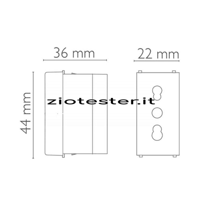 Presa di corrente Serie EGO 2poli+T 10/16 A dimensioni