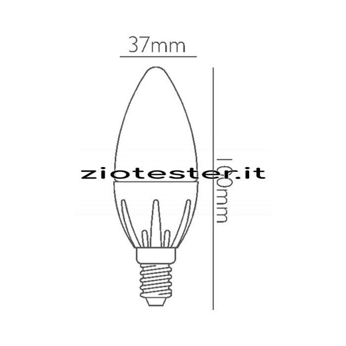 Lampadina LED Classic Candle Equivalente a 26W dimensioni