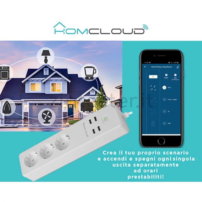 Multipresa Smart Home WiFi Shuko Funzioni