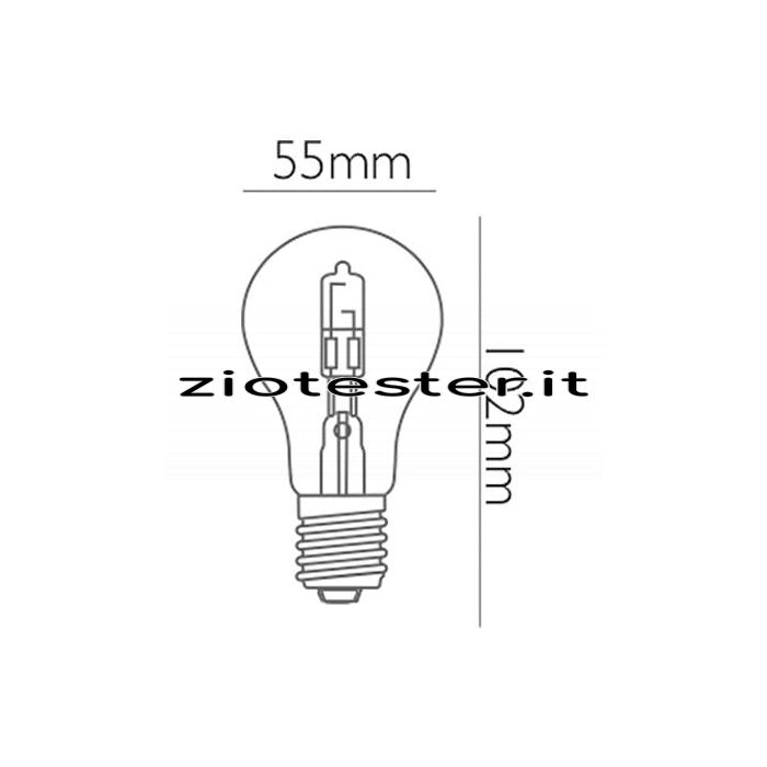 Lampadina Alogena Goccia E27, 28W, equivalente a 37W dimensioni