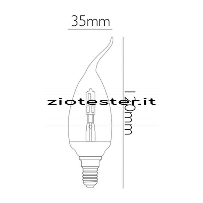 Lampadina Alogena Colpo di Vento E14, 42W, equivalente a 55W dimensioni