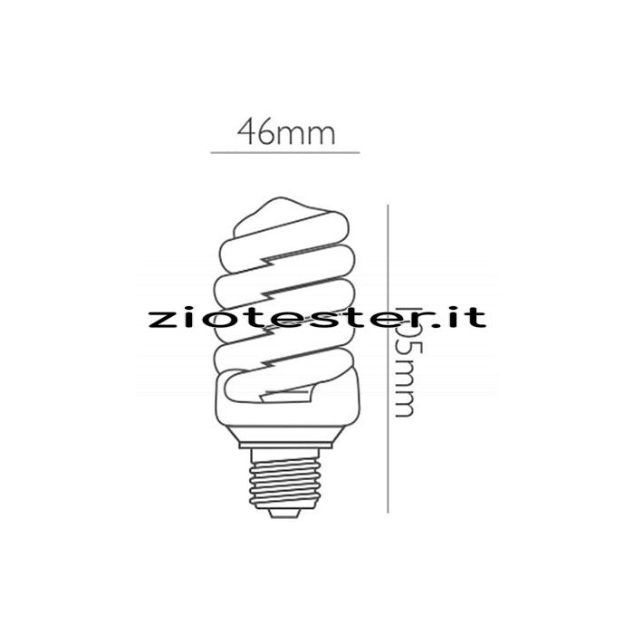 Lampadina Fluorescente Spiral E27, 15W, equivalente a 64W dimensioni