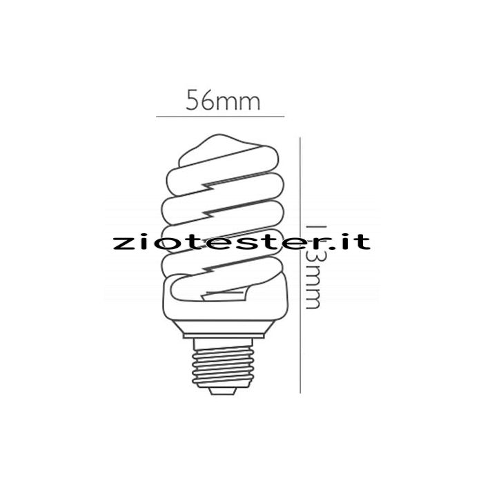 Lampadina Fluorescente Spiral E27 23W equivalente a 98W dimensione