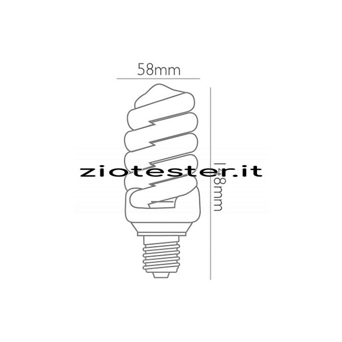 Lampadina Fluorescente Spiral E27 30W equivalente a 129W dimensioni