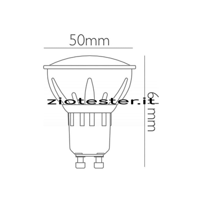 Lampadina LED Spot GU10 6W equivalente a 39-42W dimensioni