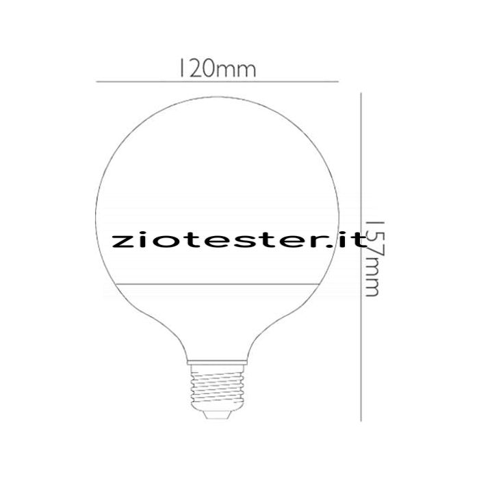 Lampadina LED Globo E27 20W dimensioni