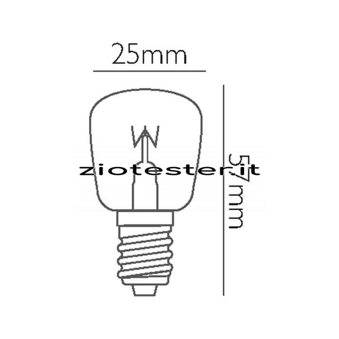 Lampadina a Incandescenza Small Bulb per Forno dimensioni