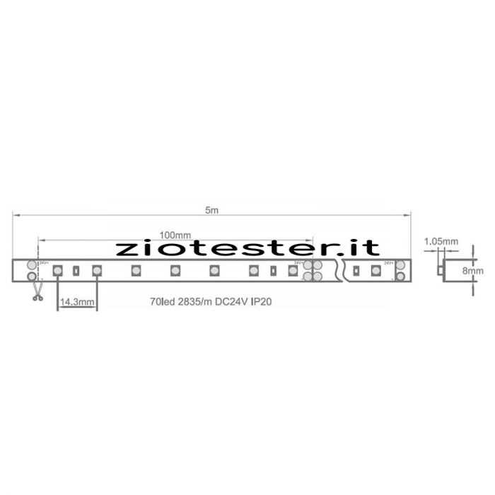 Nastro LED Strip 24V IP20 6W/m-tec