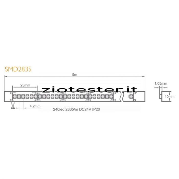 Nastro LED Strip 24V IP20 22W/m-tec